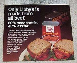 1984 Libbys Corned Beef  canned meat sandwich PRINT AD  