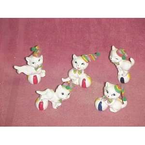  Set of 5 Bone China Cats 