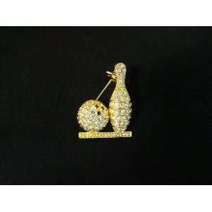  Goldtone Crystal Bowling Pin 