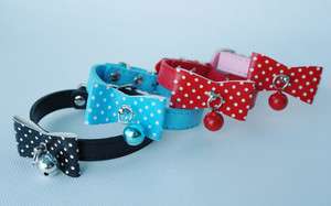   Bow knot Cute Leather Dog Collars Cat Collars with Bell Cheap Collars