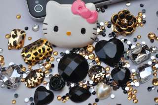   Kit Hello Kitty Leopard Black Bling Case Cover For I Phone 4 4G 4S HTC