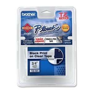  Brother TZ Series Lettering Tape. TZE141 BLACK ON CLEAR 