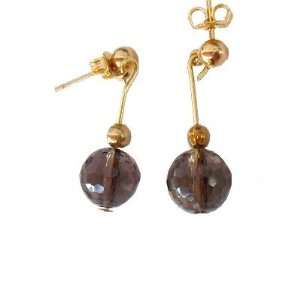   Earrings 10 Faceted Brown Gemstone Gold Plated Crystal 1 Jewelry