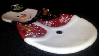Adorable Ceramic Snowman Spoon Rest * Christmas * Micro Dishwasher 