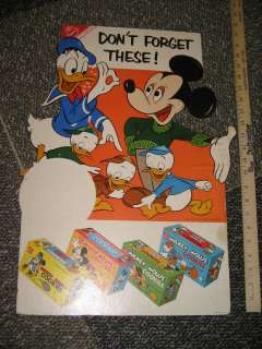 DISNEY Nabisco 40s Mickey Mouse Donald Duck cookie box store display 