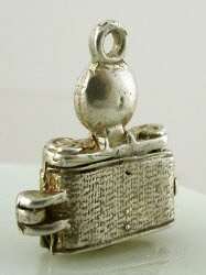 Vintage English Silver CAMERA Charm OPENS TO BIRDIE  