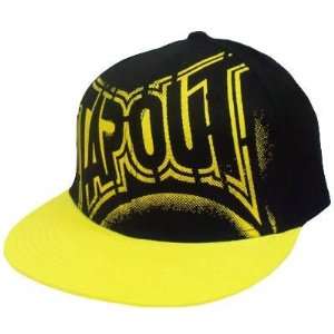 MMA UFC Tapout Cage Fighting Flex Fit Large XL Flat Bill Black Yellow 