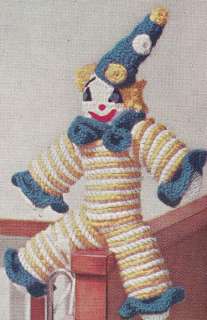 Vintage Crochet PATTERN Clown Doll Toy Crocheted Rounds  