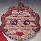 Vintage Crochet PATTERN Pot Holder Lady Face Hot Pad