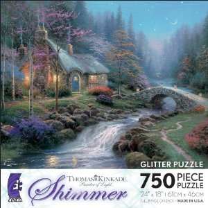  Thomas Kinkade Shimmer GLITTER PUZZLE TWILIGHT COTTAGE Puzzle 