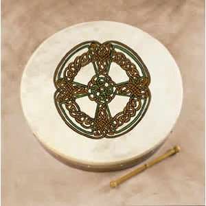  Bodhran (Irish Drum) 12 SMALL   Knotwork Cross Design 
