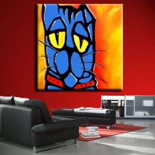 HUGE BLUE CAT ABSTRACT ORIGINAL MODERN PAINTING CONTEMPORARY ART by 
