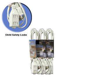 Outlet Household Extension Cords 20 White 3pcLot NEW  