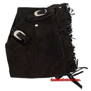  Black Leather Western Suede Chaps