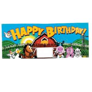  BARNYARD Farm Happy Birthday Party Banner Decorations Cow Pig Horse