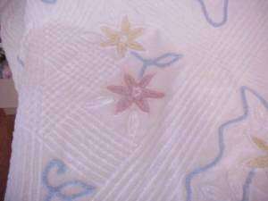 Vint. Chenille Bedspread w/ Flowers for Crafts CUTTER  