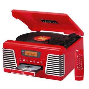 Crosley Autorama Turntable Radio CD / Record Player Red 710244277150 