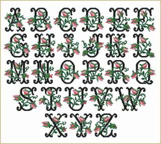 Old Fashioned Charm Vines cross stitch machine embroidery font   all 