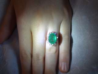   ESTATE* NATURAL COLOMBIAN EMERALD & IF/D DIAMOND 24K GOLD RING  