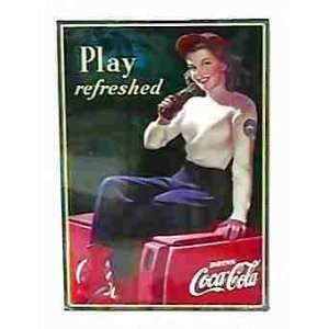  Coke Play Lady Sitting on Old Coca Cola Machine Rectangle 