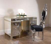 Art Deco Mirrored Pedestal Desk Writing Table Furniture  