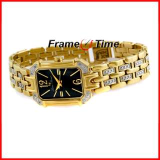 Lucien Piccard Lady Diamond Black MOP Pearl Gold Watch  