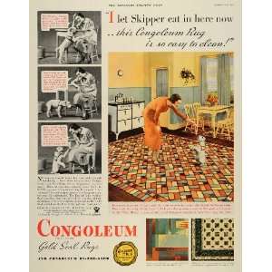  1934 Ad Nairn Congoleum Gold Seal Rug Clean Kitchen Dog 