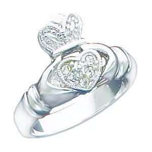 Sterling Silver Cubic Zirconia Claddagh Ring Sz 8 Jewelry