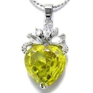   Cut Sterling Silver Simulated Citrine Pendant with 18 Necklace P5611