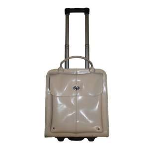   Leather All in One Tote Rolling Travel Bag ivory