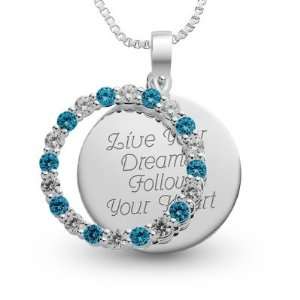  Personalized Sterling December Birthstone Pendant Necklace 