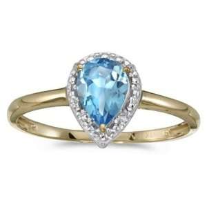   gold December Birthstone Pear Blue Topaz And Diamond Ring Jewelry