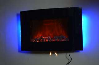 36 inch Wall Mounted Modern Electric Fireplace Heater LED Back Light 