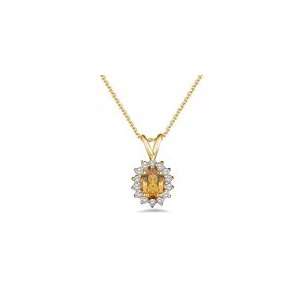   55 Cts Diamond & 2.98 Cts Citrine Pendant in 14K Yellow Gold Jewelry