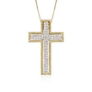    .20 ct. t.w. Diamond Cross Necklace In 14kt Two Tone Gold Jewelry