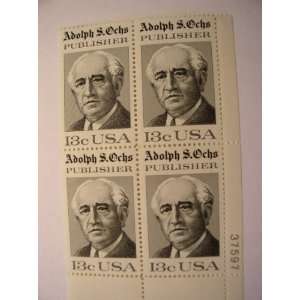 US Postage Stamps, 1976, Adolph S. Ochs, S# 1700, Plate Block of 4 13 