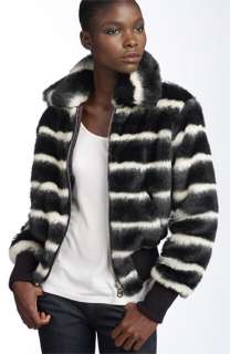 Members Only Faux Skunk Fur Bomber Jacket  