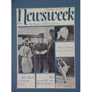 Carl Hubbell New York Giants World Series October 11 1937 Newsweek 