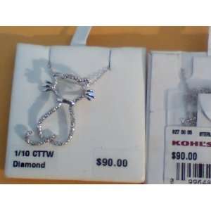 10 Jk Clarity I3 Cttw Diamond Kitty Cat Marked 925 Sterling Silver $ 