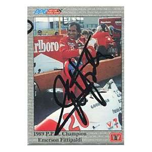  Emerson Fittipaldi Autographed/Signed 1991 AW Sports Card 
