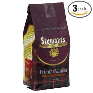 Stewarts Coffee French Vanilla Ground Bag, 12 Ounce (Pack of 3 