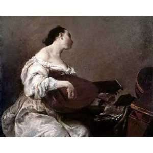  Woman Playing a Lute Giuseppe Maria Crespi. 20.00 inches 