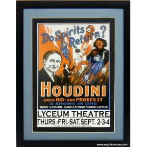   15x20 Framed Magic Poster, Harry Houdini Spirit Show 