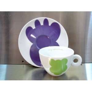 Illy 2001 Jeff Koons Monkey Cappuccino Cup with Purple Cow Saucer 