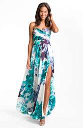Adrianna Papell Floral Print Charmeuse Gown $218.00