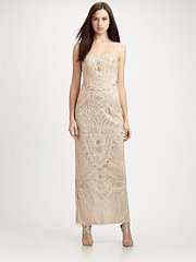  Sue Wong Embroidered Strapless Column Dress