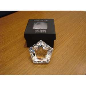 Oleg Cassini Crystal Pentagon Diamond Cut Paperweight   New in Box