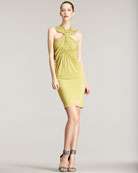 Donna Karan Slash Draped Jersey Dress   