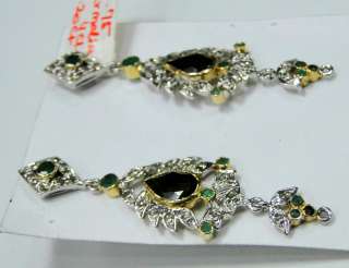 Diamond Emerald tourmaline Victorian Earrings Jewelry  