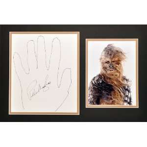 Peter Mayhew Chewbacca Authentic Autographed Matted Display w/ Hand 